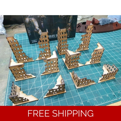 Epic 40k scenery 12 ruined Buildings